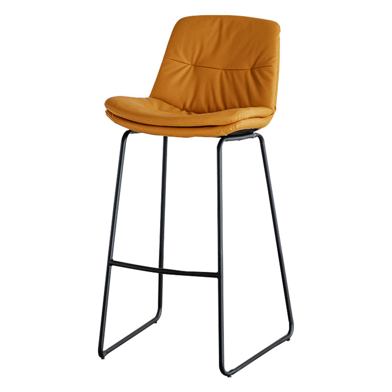 Modern PU Upholstery Bar Stool Low Back Arm-less Counter-height Indoor Stool Orange 1 Piece Bar Stool(30"H) Clearhalo 'Bar Furniture' 'Bar Stools' 'bar_stools' 'furn' 'furn_bar_stools' 'furniture_bar_stools' 'Kitchen & Dining Furniture' 'kitchen&dining_furn' 'kitchen' 'kitchen_furn' Furniture' 4275643
