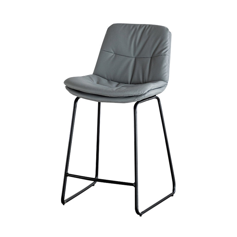 Modern PU Upholstery Bar Stool Low Back Arm-less Counter-height Indoor Stool Light Gray 1 Piece Counter Stool (24"H) Clearhalo 'Bar Furniture' 'Bar Stools' 'bar_stools' 'furn' 'furn_bar_stools' 'furniture_bar_stools' 'Kitchen & Dining Furniture' 'kitchen&dining_furn' 'kitchen' 'kitchen_furn' Furniture' 4275645