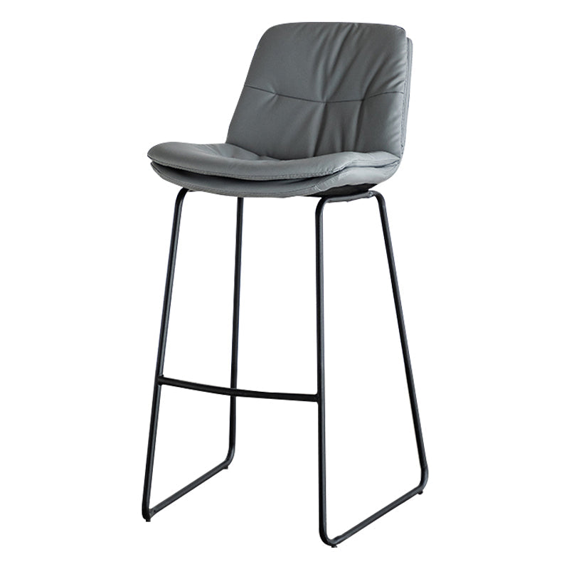 Modern PU Upholstery Bar Stool Low Back Arm-less Counter-height Indoor Stool Light Gray 1 Piece Bar Stool(30"H) Clearhalo 'Bar Furniture' 'Bar Stools' 'bar_stools' 'furn' 'furn_bar_stools' 'furniture_bar_stools' 'Kitchen & Dining Furniture' 'kitchen&dining_furn' 'kitchen' 'kitchen_furn' Furniture' 4275647