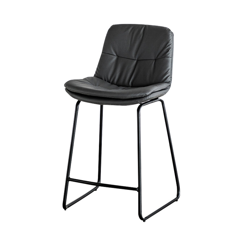 Modern PU Upholstery Bar Stool Low Back Arm-less Counter-height Indoor Stool Dark Gray 1 Piece Counter Stool (24"H) Clearhalo 'Bar Furniture' 'Bar Stools' 'bar_stools' 'furn' 'furn_bar_stools' 'furniture_bar_stools' 'Kitchen & Dining Furniture' 'kitchen&dining_furn' 'kitchen' 'kitchen_furn' Furniture' 4275648