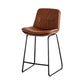 Modern PU Upholstery Bar Stool Low Back Arm-less Counter-height Indoor Stool Brown 1 Piece Counter Stool (24"H) Clearhalo 'Bar Furniture' 'Bar Stools' 'bar_stools' 'furn' 'furn_bar_stools' 'furniture_bar_stools' 'Kitchen & Dining Furniture' 'kitchen&dining_furn' 'kitchen' 'kitchen_furn' Furniture' 4275653