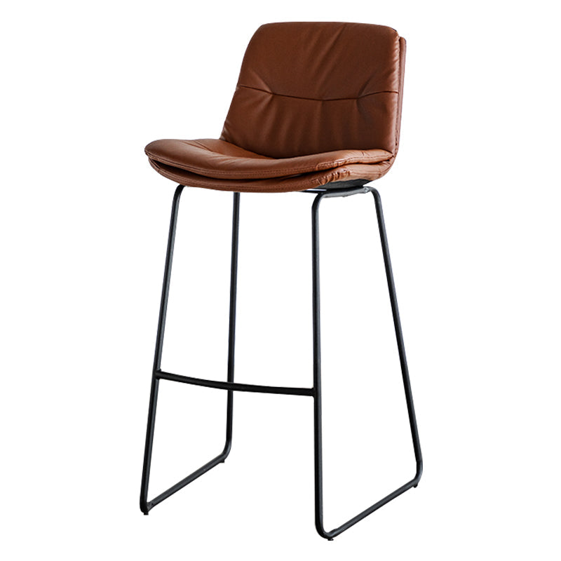 Modern PU Upholstery Bar Stool Low Back Arm-less Counter-height Indoor Stool Brown 1 Piece Bar Stool(30"H) Clearhalo 'Bar Furniture' 'Bar Stools' 'bar_stools' 'furn' 'furn_bar_stools' 'furniture_bar_stools' 'Kitchen & Dining Furniture' 'kitchen&dining_furn' 'kitchen' 'kitchen_furn' Furniture' 4275655