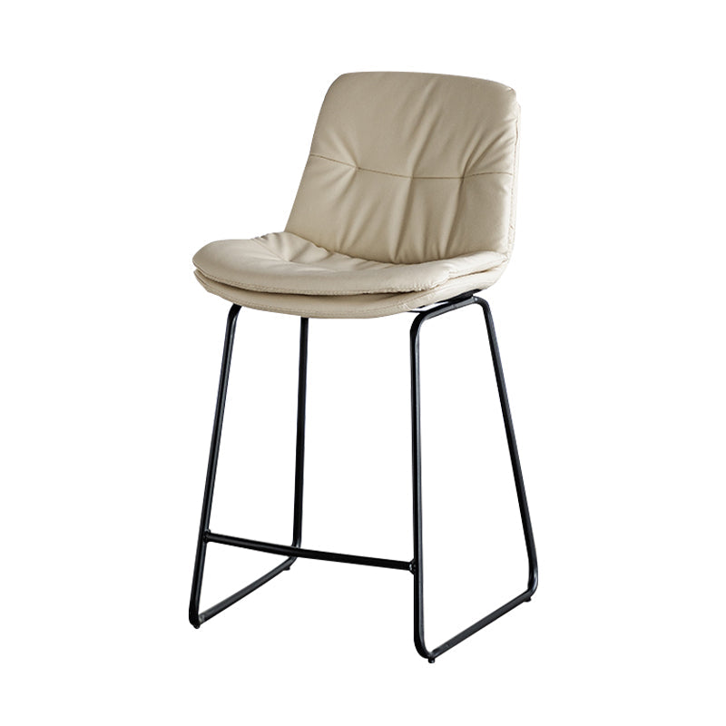 Modern PU Upholstery Bar Stool Low Back Arm-less Counter-height Indoor Stool Off-White 1 Piece Counter Stool (24"H) Clearhalo 'Bar Furniture' 'Bar Stools' 'bar_stools' 'furn' 'furn_bar_stools' 'furniture_bar_stools' 'Kitchen & Dining Furniture' 'kitchen&dining_furn' 'kitchen' 'kitchen_furn' Furniture' 4275656