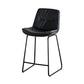 Modern PU Upholstery Bar Stool Low Back Arm-less Counter-height Indoor Stool Black 1 Piece Counter Stool (24"H) Clearhalo 'Bar Furniture' 'Bar Stools' 'bar_stools' 'furn' 'furn_bar_stools' 'furniture_bar_stools' 'Kitchen & Dining Furniture' 'kitchen&dining_furn' 'kitchen' 'kitchen_furn' Furniture' 4275660
