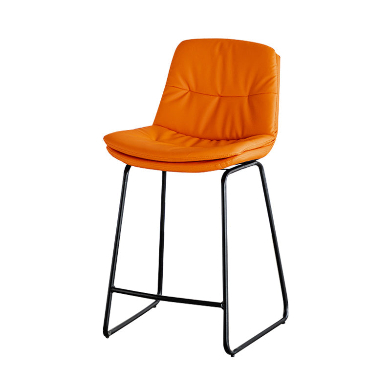 Modern PU Upholstery Bar Stool Low Back Arm-less Counter-height Indoor Stool Orange Red 1 Piece Counter Stool (24"H) Clearhalo 'Bar Furniture' 'Bar Stools' 'bar_stools' 'furn' 'furn_bar_stools' 'furniture_bar_stools' 'Kitchen & Dining Furniture' 'kitchen&dining_furn' 'kitchen' 'kitchen_furn' Furniture' 4275663