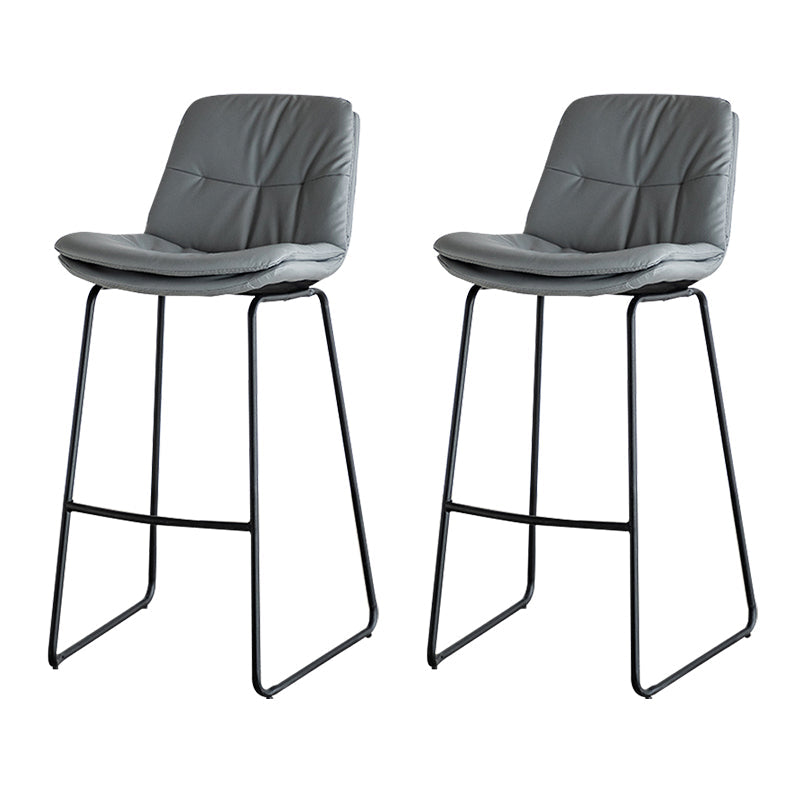 Modern PU Upholstery Bar Stool Low Back Arm-less Counter-height Indoor Stool Light Gray 2 Piece Set Bar Stool(30"H) Clearhalo 'Bar Furniture' 'Bar Stools' 'bar_stools' 'furn' 'furn_bar_stools' 'furniture_bar_stools' 'Kitchen & Dining Furniture' 'kitchen&dining_furn' 'kitchen' 'kitchen_furn' Furniture' 4275668