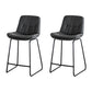 Modern PU Upholstery Bar Stool Low Back Arm-less Counter-height Indoor Stool Dark Gray 2 Piece Set Counter Stool (24"H) Clearhalo 'Bar Furniture' 'Bar Stools' 'bar_stools' 'furn' 'furn_bar_stools' 'furniture_bar_stools' 'Kitchen & Dining Furniture' 'kitchen&dining_furn' 'kitchen' 'kitchen_furn' Furniture' 4275669