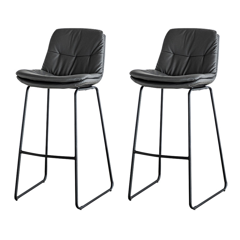 Modern PU Upholstery Bar Stool Low Back Arm-less Counter-height Indoor Stool Dark Gray 2 Piece Set Bar Stool(30"H) Clearhalo 'Bar Furniture' 'Bar Stools' 'bar_stools' 'furn' 'furn_bar_stools' 'furniture_bar_stools' 'Kitchen & Dining Furniture' 'kitchen&dining_furn' 'kitchen' 'kitchen_furn' Furniture' 4275670