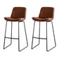 Modern PU Upholstery Bar Stool Low Back Arm-less Counter-height Indoor Stool Brown 2 Piece Set Bar Stool(30"H) Clearhalo 'Bar Furniture' 'Bar Stools' 'bar_stools' 'furn' 'furn_bar_stools' 'furniture_bar_stools' 'Kitchen & Dining Furniture' 'kitchen&dining_furn' 'kitchen' 'kitchen_furn' Furniture' 4275672