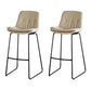 Modern PU Upholstery Bar Stool Low Back Arm-less Counter-height Indoor Stool Off-White 2 Piece Set Bar Stool(30"H) Clearhalo 'Bar Furniture' 'Bar Stools' 'bar_stools' 'furn' 'furn_bar_stools' 'furniture_bar_stools' 'Kitchen & Dining Furniture' 'kitchen&dining_furn' 'kitchen' 'kitchen_furn' Furniture' 4275674