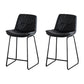 Modern PU Upholstery Bar Stool Low Back Arm-less Counter-height Indoor Stool Black 2 Piece Set Counter Stool (24"H) Clearhalo 'Bar Furniture' 'Bar Stools' 'bar_stools' 'furn' 'furn_bar_stools' 'furniture_bar_stools' 'Kitchen & Dining Furniture' 'kitchen&dining_furn' 'kitchen' 'kitchen_furn' Furniture' 4275675