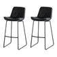 Modern PU Upholstery Bar Stool Low Back Arm-less Counter-height Indoor Stool Black 2 Piece Set Bar Stool(30"H) Clearhalo 'Bar Furniture' 'Bar Stools' 'bar_stools' 'furn' 'furn_bar_stools' 'furniture_bar_stools' 'Kitchen & Dining Furniture' 'kitchen&dining_furn' 'kitchen' 'kitchen_furn' Furniture' 4275676