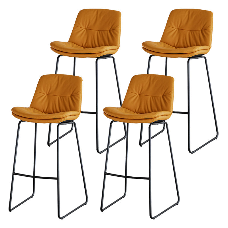Modern PU Upholstery Bar Stool Low Back Arm-less Counter-height Indoor Stool Orange 4 Piece Set Bar Stool(30"H) Clearhalo 'Bar Furniture' 'Bar Stools' 'bar_stools' 'furn' 'furn_bar_stools' 'furniture_bar_stools' 'Kitchen & Dining Furniture' 'kitchen&dining_furn' 'kitchen' 'kitchen_furn' Furniture' 4275680