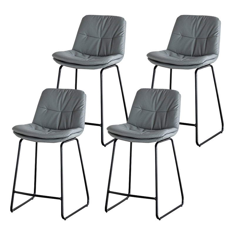 Modern PU Upholstery Bar Stool Low Back Arm-less Counter-height Indoor Stool Light Gray 4 Piece Set Counter Stool (24"H) Clearhalo 'Bar Furniture' 'Bar Stools' 'bar_stools' 'furn' 'furn_bar_stools' 'furniture_bar_stools' 'Kitchen & Dining Furniture' 'kitchen&dining_furn' 'kitchen' 'kitchen_furn' Furniture' 4275681