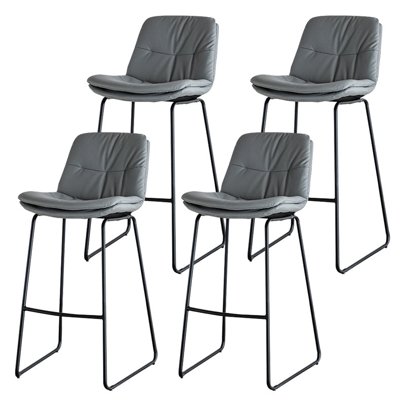 Modern PU Upholstery Bar Stool Low Back Arm-less Counter-height Indoor Stool Light Gray 4 Piece Set Bar Stool(30"H) Clearhalo 'Bar Furniture' 'Bar Stools' 'bar_stools' 'furn' 'furn_bar_stools' 'furniture_bar_stools' 'Kitchen & Dining Furniture' 'kitchen&dining_furn' 'kitchen' 'kitchen_furn' Furniture' 4275682