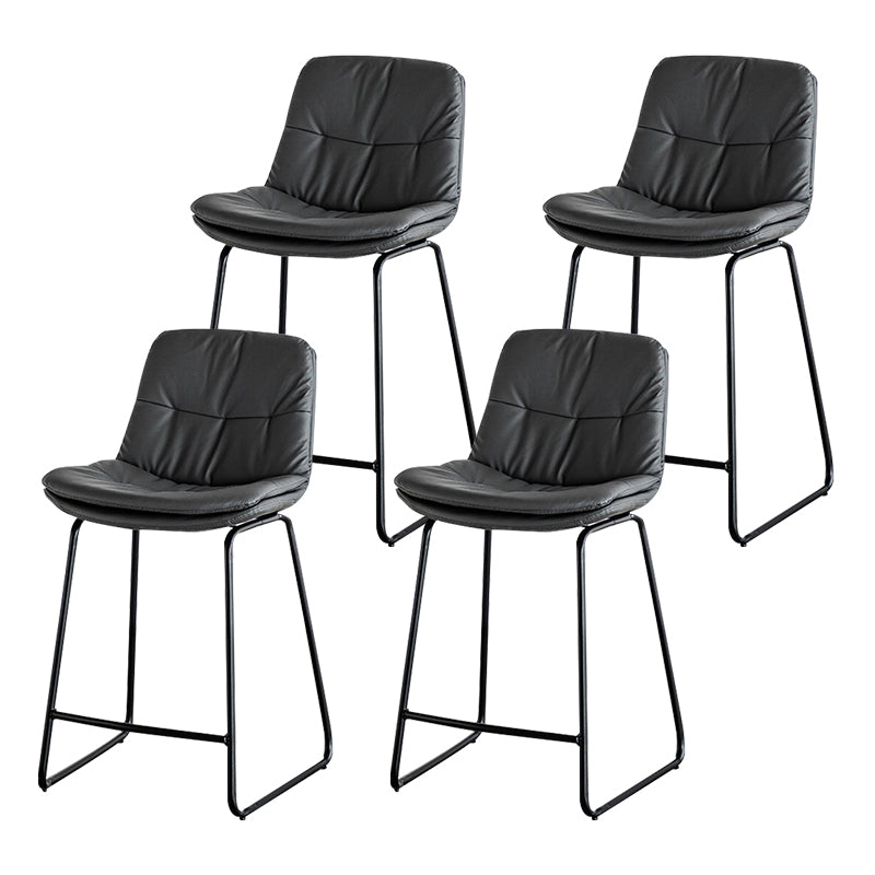 Modern PU Upholstery Bar Stool Low Back Arm-less Counter-height Indoor Stool Dark Gray 4 Piece Set Counter Stool (24"H) Clearhalo 'Bar Furniture' 'Bar Stools' 'bar_stools' 'furn' 'furn_bar_stools' 'furniture_bar_stools' 'Kitchen & Dining Furniture' 'kitchen&dining_furn' 'kitchen' 'kitchen_furn' Furniture' 4275683