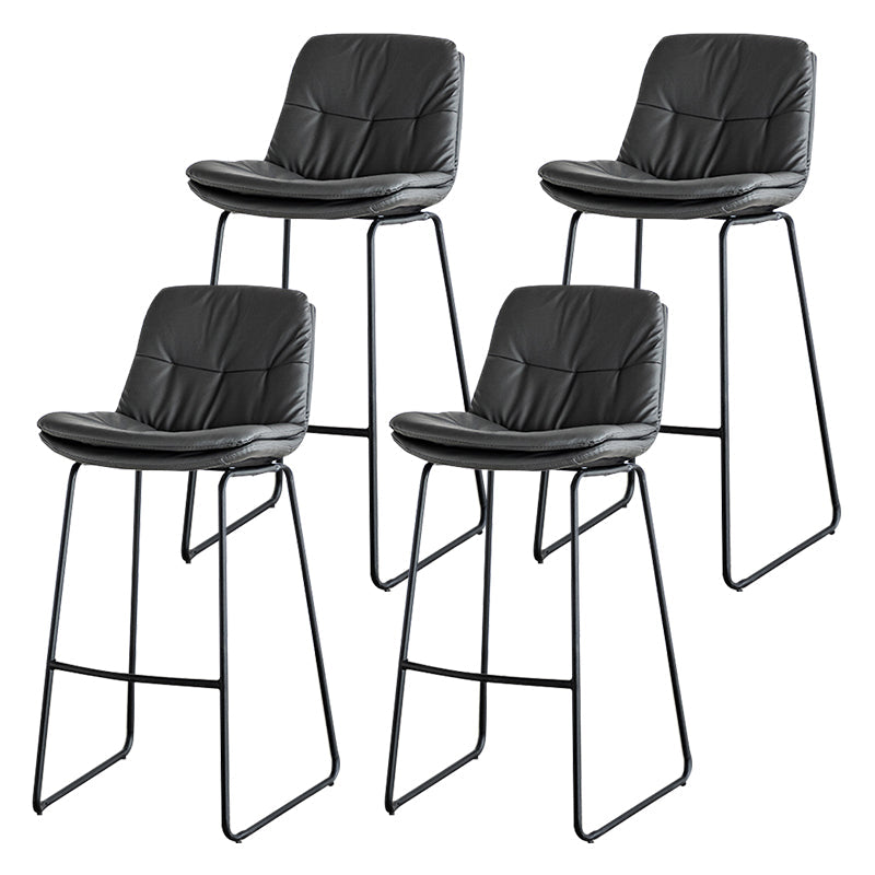 Modern PU Upholstery Bar Stool Low Back Arm-less Counter-height Indoor Stool Dark Gray 4 Piece Set Bar Stool(30"H) Clearhalo 'Bar Furniture' 'Bar Stools' 'bar_stools' 'furn' 'furn_bar_stools' 'furniture_bar_stools' 'Kitchen & Dining Furniture' 'kitchen&dining_furn' 'kitchen' 'kitchen_furn' Furniture' 4275684
