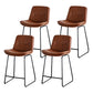 Modern PU Upholstery Bar Stool Low Back Arm-less Counter-height Indoor Stool Brown 4 Piece Set Counter Stool (24"H) Clearhalo 'Bar Furniture' 'Bar Stools' 'bar_stools' 'furn' 'furn_bar_stools' 'furniture_bar_stools' 'Kitchen & Dining Furniture' 'kitchen&dining_furn' 'kitchen' 'kitchen_furn' Furniture' 4275685