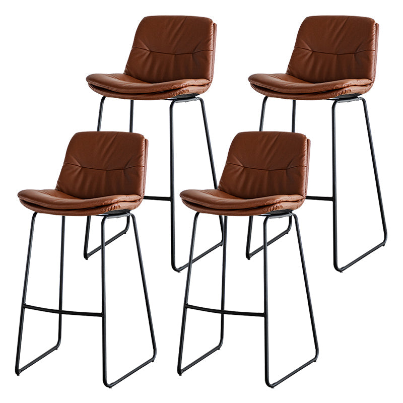 Modern PU Upholstery Bar Stool Low Back Arm-less Counter-height Indoor Stool Brown 4 Piece Set Bar Stool(30"H) Clearhalo 'Bar Furniture' 'Bar Stools' 'bar_stools' 'furn' 'furn_bar_stools' 'furniture_bar_stools' 'Kitchen & Dining Furniture' 'kitchen&dining_furn' 'kitchen' 'kitchen_furn' Furniture' 4275686