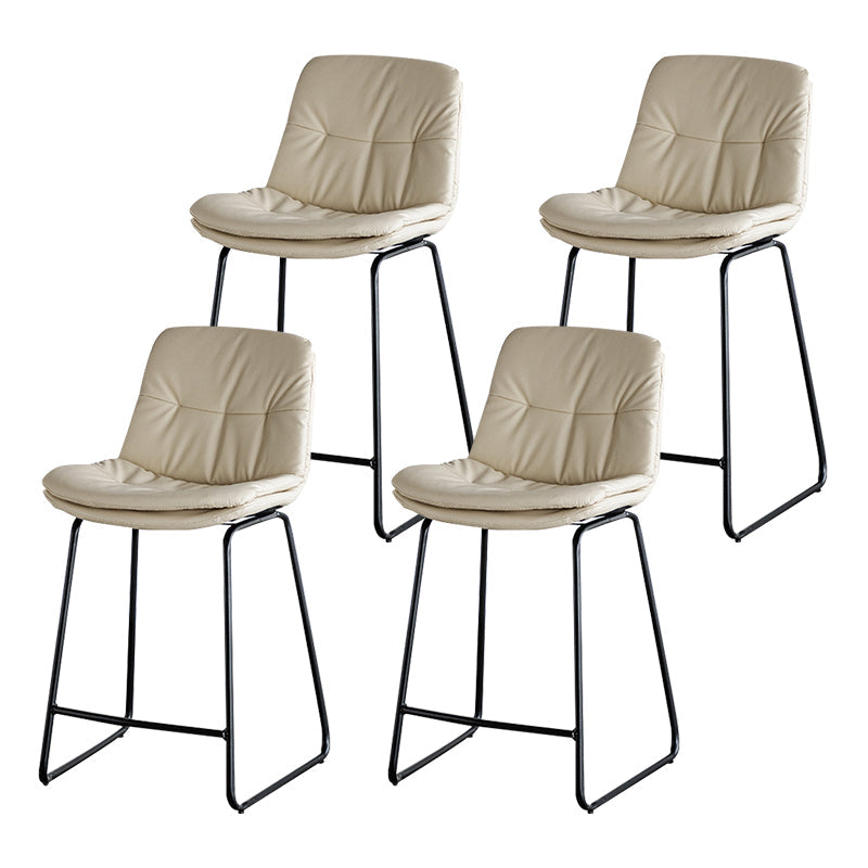 Modern PU Upholstery Bar Stool Low Back Arm-less Counter-height Indoor Stool Off-White 4 Piece Set Counter Stool (24"H) Clearhalo 'Bar Furniture' 'Bar Stools' 'bar_stools' 'furn' 'furn_bar_stools' 'furniture_bar_stools' 'Kitchen & Dining Furniture' 'kitchen&dining_furn' 'kitchen' 'kitchen_furn' Furniture' 4275687