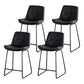 Modern PU Upholstery Bar Stool Low Back Arm-less Counter-height Indoor Stool Black 4 Piece Set Counter Stool (24"H) Clearhalo 'Bar Furniture' 'Bar Stools' 'bar_stools' 'furn' 'furn_bar_stools' 'furniture_bar_stools' 'Kitchen & Dining Furniture' 'kitchen&dining_furn' 'kitchen' 'kitchen_furn' Furniture' 4275689