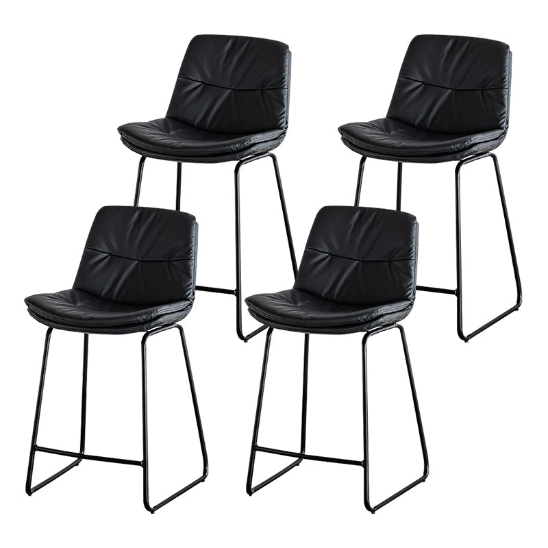 Modern PU Upholstery Bar Stool Low Back Arm-less Counter-height Indoor Stool Black 4 Piece Set Counter Stool (24"H) Clearhalo 'Bar Furniture' 'Bar Stools' 'bar_stools' 'furn' 'furn_bar_stools' 'furniture_bar_stools' 'Kitchen & Dining Furniture' 'kitchen&dining_furn' 'kitchen' 'kitchen_furn' Furniture' 4275689