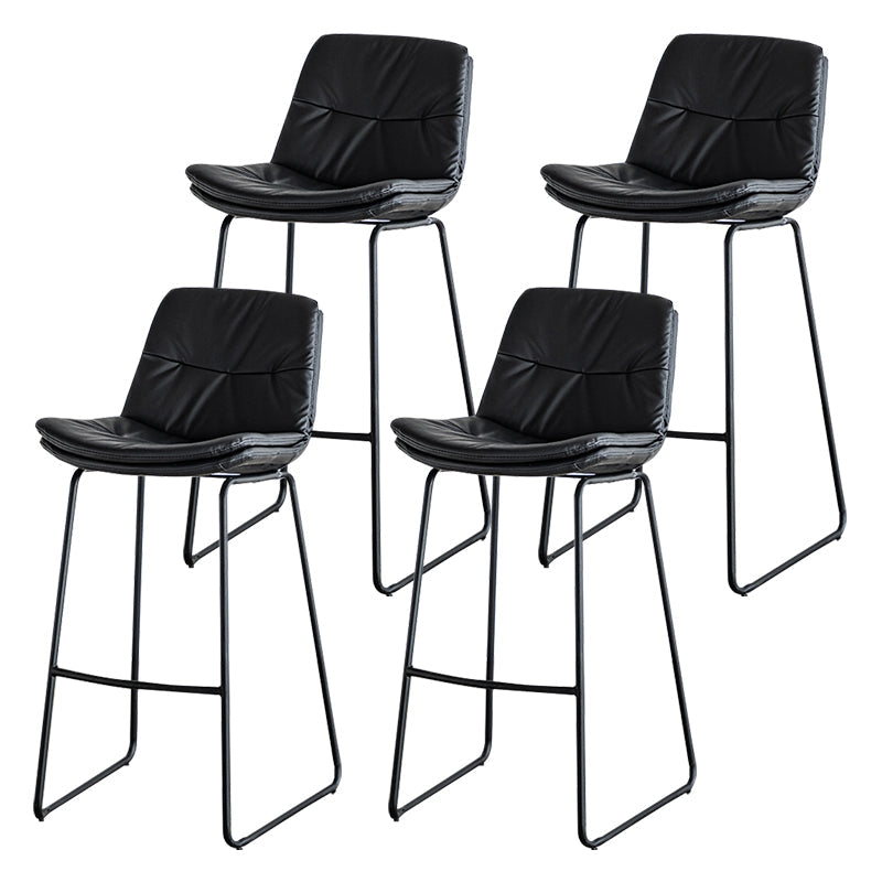 Modern PU Upholstery Bar Stool Low Back Arm-less Counter-height Indoor Stool Black 4 Piece Set Bar Stool(30"H) Clearhalo 'Bar Furniture' 'Bar Stools' 'bar_stools' 'furn' 'furn_bar_stools' 'furniture_bar_stools' 'Kitchen & Dining Furniture' 'kitchen&dining_furn' 'kitchen' 'kitchen_furn' Furniture' 4275690