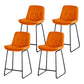 Modern PU Upholstery Bar Stool Low Back Arm-less Counter-height Indoor Stool Orange Red 4 Piece Set Counter Stool (24"H) Clearhalo 'Bar Furniture' 'Bar Stools' 'bar_stools' 'furn' 'furn_bar_stools' 'furniture_bar_stools' 'Kitchen & Dining Furniture' 'kitchen&dining_furn' 'kitchen' 'kitchen_furn' Furniture' 4275691