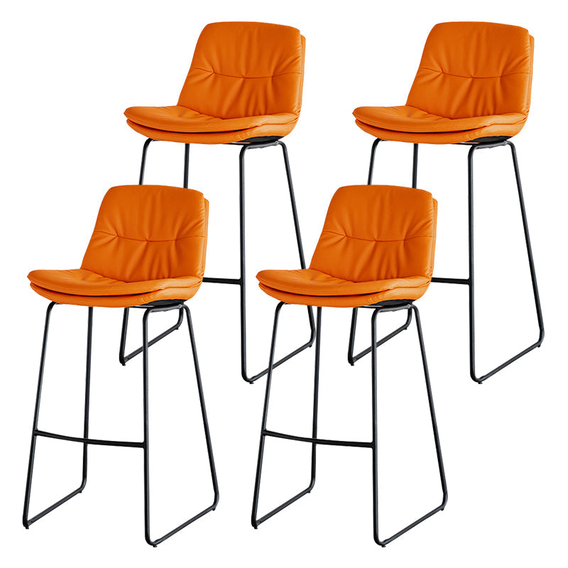 Modern PU Upholstery Bar Stool Low Back Arm-less Counter-height Indoor Stool Orange Red 4 Piece Set Bar Stool(30"H) Clearhalo 'Bar Furniture' 'Bar Stools' 'bar_stools' 'furn' 'furn_bar_stools' 'furniture_bar_stools' 'Kitchen & Dining Furniture' 'kitchen&dining_furn' 'kitchen' 'kitchen_furn' Furniture' 4275692