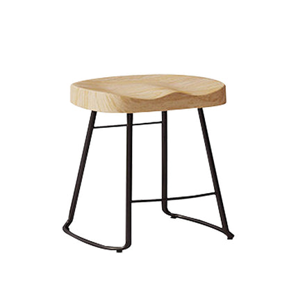 Wood Modern Bar Stool Backless Natural Contoured Seat Stool with Iron Legs 1 Piece Short Stool(18"H) Clearhalo 'Bar Furniture' 'Bar Stools' 'bar_stools' 'furn' 'furn_bar_stools' 'furniture_bar_stools' 'Kitchen & Dining Furniture' 'kitchen&dining_furn' 'kitchen' 'kitchen_furn' Furniture' 4275696