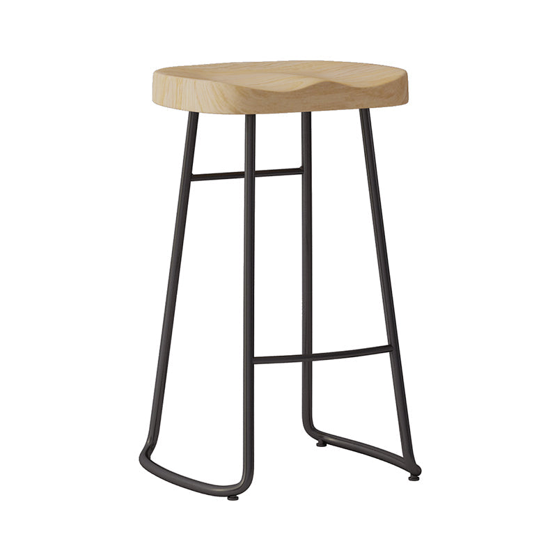Wood Modern Bar Stool Backless Natural Contoured Seat Stool with Iron Legs Clearhalo 'Bar Furniture' 'Bar Stools' 'bar_stools' 'furn' 'furn_bar_stools' 'furniture_bar_stools' 'Kitchen & Dining Furniture' 'kitchen&dining_furn' 'kitchen' 'kitchen_furn' Furniture' 4275704