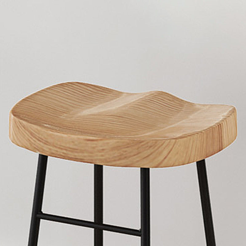 Wood Modern Bar Stool Backless Natural Contoured Seat Stool with Iron Legs Clearhalo 'Bar Furniture' 'Bar Stools' 'bar_stools' 'furn' 'furn_bar_stools' 'furniture_bar_stools' 'Kitchen & Dining Furniture' 'kitchen&dining_furn' 'kitchen' 'kitchen_furn' Furniture' 4275706