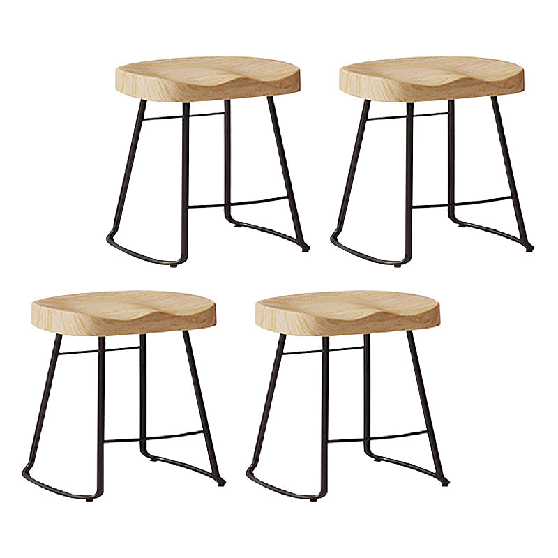 Wood Modern Bar Stool Backless Natural Contoured Seat Stool with Iron Legs 4 Piece Set Short Stool(18"H) Clearhalo 'Bar Furniture' 'Bar Stools' 'bar_stools' 'furn' 'furn_bar_stools' 'furniture_bar_stools' 'Kitchen & Dining Furniture' 'kitchen&dining_furn' 'kitchen' 'kitchen_furn' Furniture' 4275707