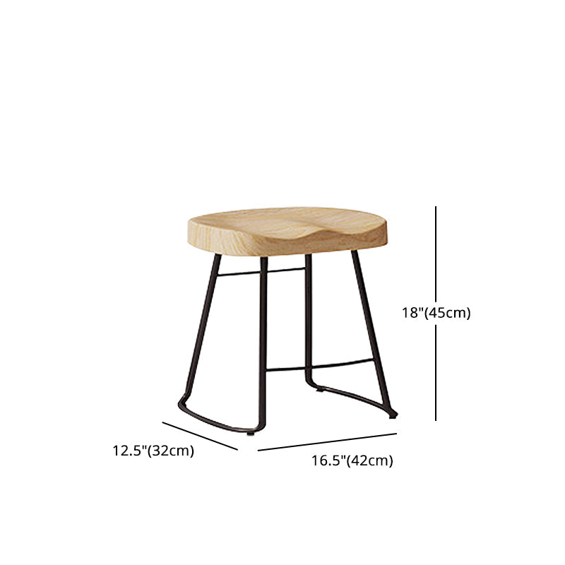 Wood Modern Bar Stool Backless Natural Contoured Seat Stool with Iron Legs Clearhalo 'Bar Furniture' 'Bar Stools' 'bar_stools' 'furn' 'furn_bar_stools' 'furniture_bar_stools' 'Kitchen & Dining Furniture' 'kitchen&dining_furn' 'kitchen' 'kitchen_furn' Furniture' 4275716
