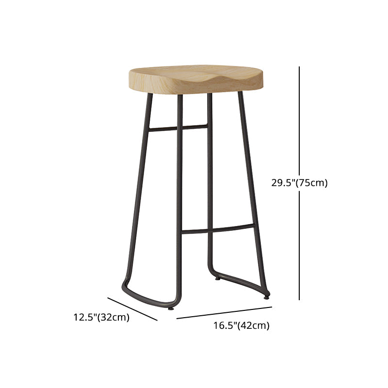Wood Modern Bar Stool Backless Natural Contoured Seat Stool with Iron Legs Clearhalo 'Bar Furniture' 'Bar Stools' 'bar_stools' 'furn' 'furn_bar_stools' 'furniture_bar_stools' 'Kitchen & Dining Furniture' 'kitchen&dining_furn' 'kitchen' 'kitchen_furn' Furniture' 4275718