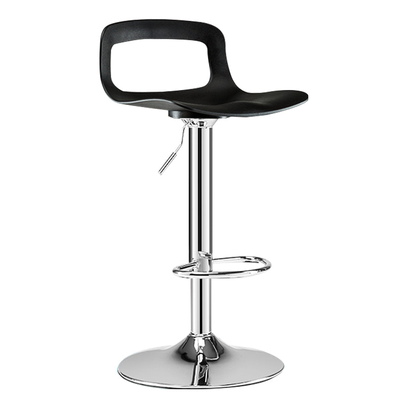 Modern Footrest Bar Stool Plastic Low Back Bucket Indoor Swivel Counter Stool Black-Silver 1 Piece Clearhalo 'Bar Furniture' 'Bar Stools' 'bar_stools' 'furn' 'furn_bar_stools' 'furniture_bar_stools' 'Kitchen & Dining Furniture' 'kitchen&dining_furn' 'kitchen' 'kitchen_furn' Furniture' 4275720