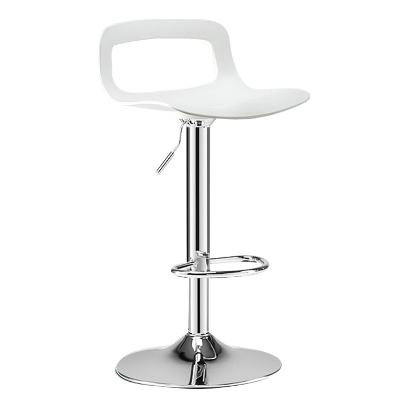 Modern Footrest Bar Stool Plastic Low Back Bucket Indoor Swivel Counter Stool White-Silver 1 Piece Clearhalo 'Bar Furniture' 'Bar Stools' 'bar_stools' 'furn' 'furn_bar_stools' 'furniture_bar_stools' 'Kitchen & Dining Furniture' 'kitchen&dining_furn' 'kitchen' 'kitchen_furn' Furniture' 4275726