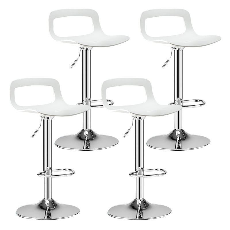 Modern Footrest Bar Stool Plastic Low Back Bucket Indoor Swivel Counter Stool White-Silver 4 Piece Set Clearhalo 'Bar Furniture' 'Bar Stools' 'bar_stools' 'furn' 'furn_bar_stools' 'furniture_bar_stools' 'Kitchen & Dining Furniture' 'kitchen&dining_furn' 'kitchen' 'kitchen_furn' Furniture' 4275739