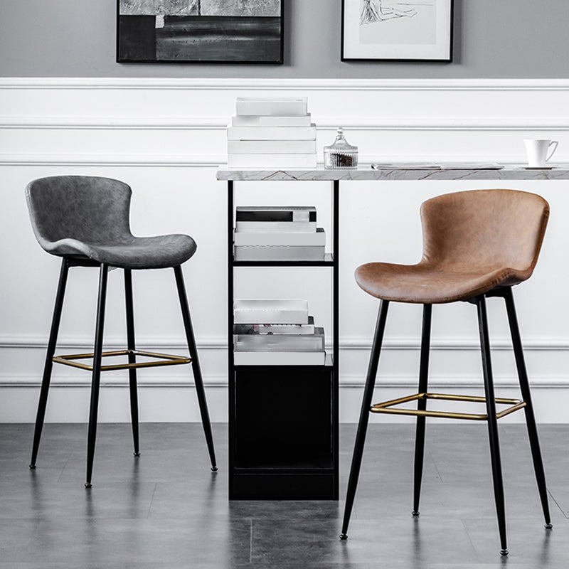 Contemporary PU Upholstery Bar Stool with Cushion Backrest Bucket Indoor Counter Stool Clearhalo 'Bar Furniture' 'Bar Stools' 'bar_stools' 'furn' 'furn_bar_stools' 'furniture_bar_stools' 'Kitchen & Dining Furniture' 'kitchen&dining_furn' 'kitchen' 'kitchen_furn' Furniture' 4275741