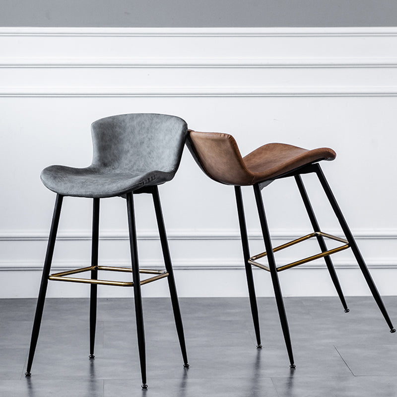 Contemporary PU Upholstery Bar Stool with Cushion Backrest Bucket Indoor Counter Stool Clearhalo 'Bar Furniture' 'Bar Stools' 'bar_stools' 'furn' 'furn_bar_stools' 'furniture_bar_stools' 'Kitchen & Dining Furniture' 'kitchen&dining_furn' 'kitchen' 'kitchen_furn' Furniture' 4275746