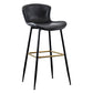 Contemporary PU Upholstery Bar Stool with Cushion Backrest Bucket Indoor Counter Stool Black 1 Piece Clearhalo 'Bar Furniture' 'Bar Stools' 'bar_stools' 'furn' 'furn_bar_stools' 'furniture_bar_stools' 'Kitchen & Dining Furniture' 'kitchen&dining_furn' 'kitchen' 'kitchen_furn' Furniture' 4275749
