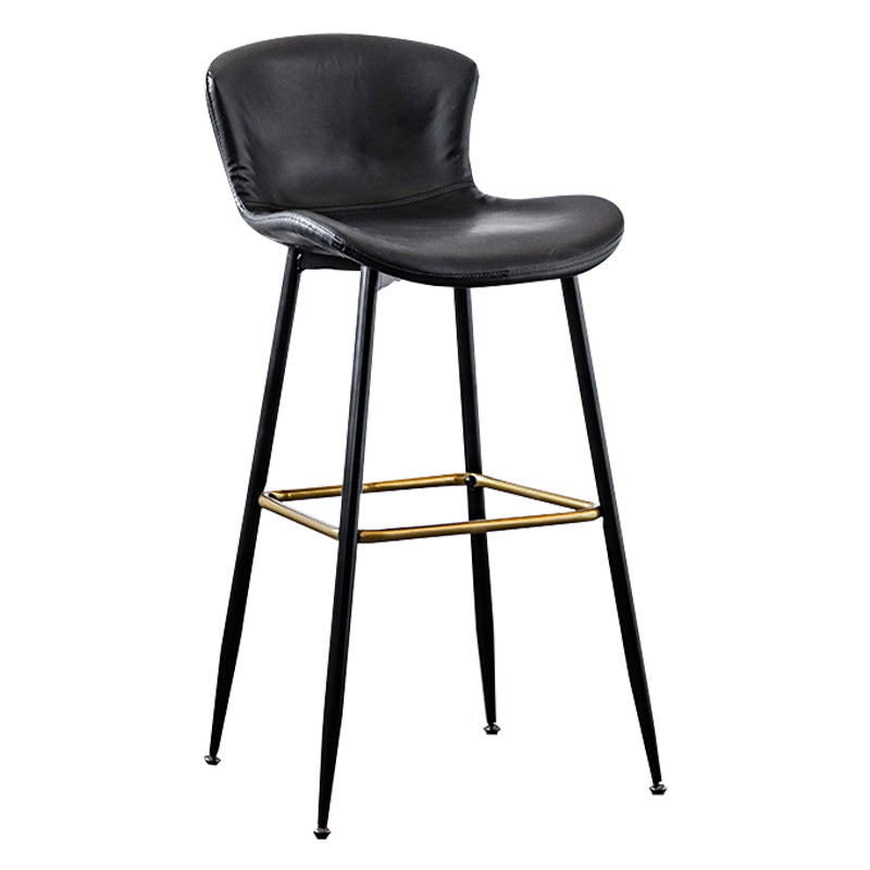 Contemporary PU Upholstery Bar Stool with Cushion Backrest Bucket Indoor Counter Stool Black 1 Piece Clearhalo 'Bar Furniture' 'Bar Stools' 'bar_stools' 'furn' 'furn_bar_stools' 'furniture_bar_stools' 'Kitchen & Dining Furniture' 'kitchen&dining_furn' 'kitchen' 'kitchen_furn' Furniture' 4275749