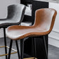 Contemporary PU Upholstery Bar Stool with Cushion Backrest Bucket Indoor Counter Stool Clearhalo 'Bar Furniture' 'Bar Stools' 'bar_stools' 'furn' 'furn_bar_stools' 'furniture_bar_stools' 'Kitchen & Dining Furniture' 'kitchen&dining_furn' 'kitchen' 'kitchen_furn' Furniture' 4275751