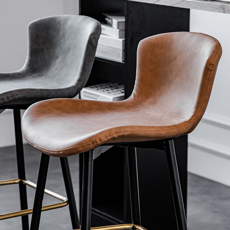 Contemporary PU Upholstery Bar Stool with Cushion Backrest Bucket Indoor Counter Stool Clearhalo 'Bar Furniture' 'Bar Stools' 'bar_stools' 'furn' 'furn_bar_stools' 'furniture_bar_stools' 'Kitchen & Dining Furniture' 'kitchen&dining_furn' 'kitchen' 'kitchen_furn' Furniture' 4275751