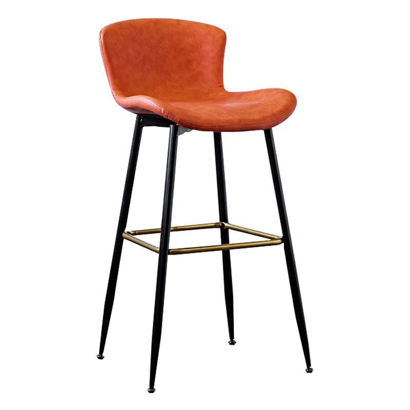 Contemporary PU Upholstery Bar Stool with Cushion Backrest Bucket Indoor Counter Stool Orange 1 Piece Clearhalo 'Bar Furniture' 'Bar Stools' 'bar_stools' 'furn' 'furn_bar_stools' 'furniture_bar_stools' 'Kitchen & Dining Furniture' 'kitchen&dining_furn' 'kitchen' 'kitchen_furn' Furniture' 4275752