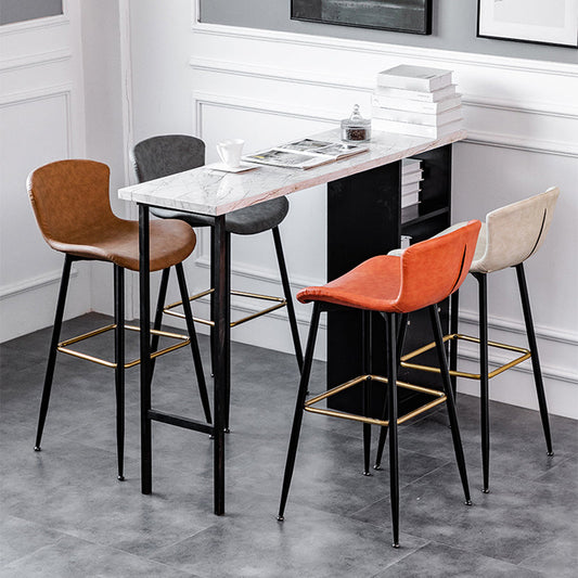 Contemporary PU Upholstery Bar Stool with Cushion Backrest Bucket Indoor Counter Stool Clearhalo 'Bar Furniture' 'Bar Stools' 'bar_stools' 'furn' 'furn_bar_stools' 'furniture_bar_stools' 'Kitchen & Dining Furniture' 'kitchen&dining_furn' 'kitchen' 'kitchen_furn' Furniture' 4275759