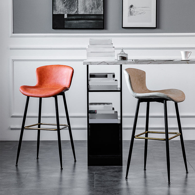 Contemporary PU Upholstery Bar Stool with Cushion Backrest Bucket Indoor Counter Stool Clearhalo 'Bar Furniture' 'Bar Stools' 'bar_stools' 'furn' 'furn_bar_stools' 'furniture_bar_stools' 'Kitchen & Dining Furniture' 'kitchen&dining_furn' 'kitchen' 'kitchen_furn' Furniture' 4275762
