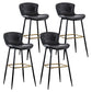 Contemporary PU Upholstery Bar Stool with Cushion Backrest Bucket Indoor Counter Stool Black 4 Piece Set Clearhalo 'Bar Furniture' 'Bar Stools' 'bar_stools' 'furn' 'furn_bar_stools' 'furniture_bar_stools' 'Kitchen & Dining Furniture' 'kitchen&dining_furn' 'kitchen' 'kitchen_furn' Furniture' 4275768