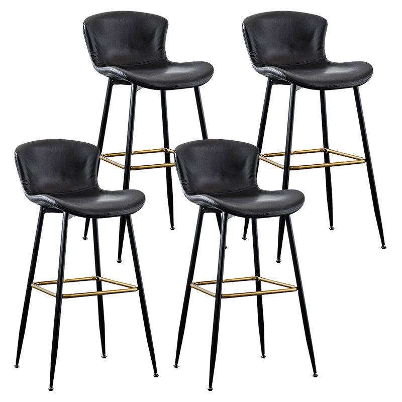 Contemporary PU Upholstery Bar Stool with Cushion Backrest Bucket Indoor Counter Stool Black 4 Piece Set Clearhalo 'Bar Furniture' 'Bar Stools' 'bar_stools' 'furn' 'furn_bar_stools' 'furniture_bar_stools' 'Kitchen & Dining Furniture' 'kitchen&dining_furn' 'kitchen' 'kitchen_furn' Furniture' 4275768