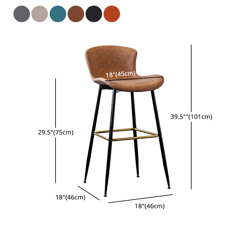 Contemporary PU Upholstery Bar Stool with Cushion Backrest Bucket Indoor Counter Stool Clearhalo 'Bar Furniture' 'Bar Stools' 'bar_stools' 'furn' 'furn_bar_stools' 'furniture_bar_stools' 'Kitchen & Dining Furniture' 'kitchen&dining_furn' 'kitchen' 'kitchen_furn' Furniture' 4275771